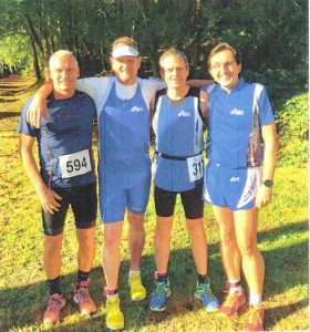 Saarl. Meisterschaft 10000 m Straße von links: Rainer Müller, Rudi Kammer, Ewald Wirbel, Stephan Eisenbart